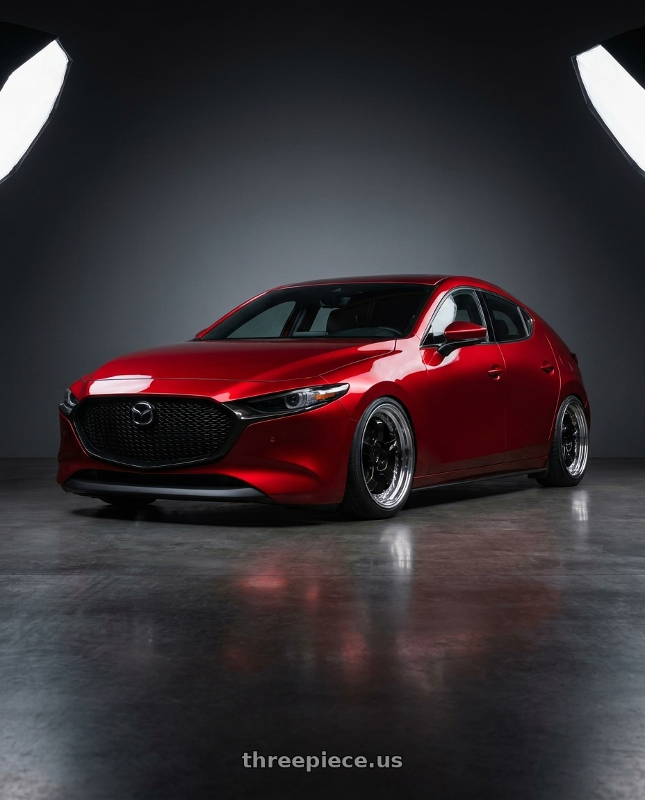 2024 Mazda 3 with Work Emotion Zr10 5x100 18x8.5 +32 Glim Black Diamond Rim cut wheels
