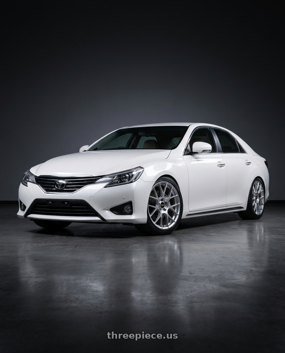 2014 Toyota Mark X with BBS RE-V7 5x114.3 18x8.5 +35 Diamond Silver wheels