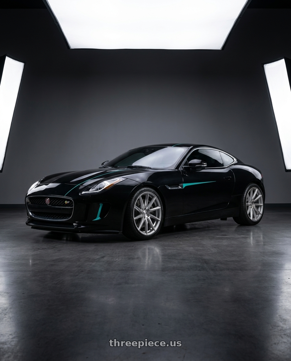 2017 jaguar f-type black with Rohana RFX2 5x108 20x9+40 Brushed Titanium wheels