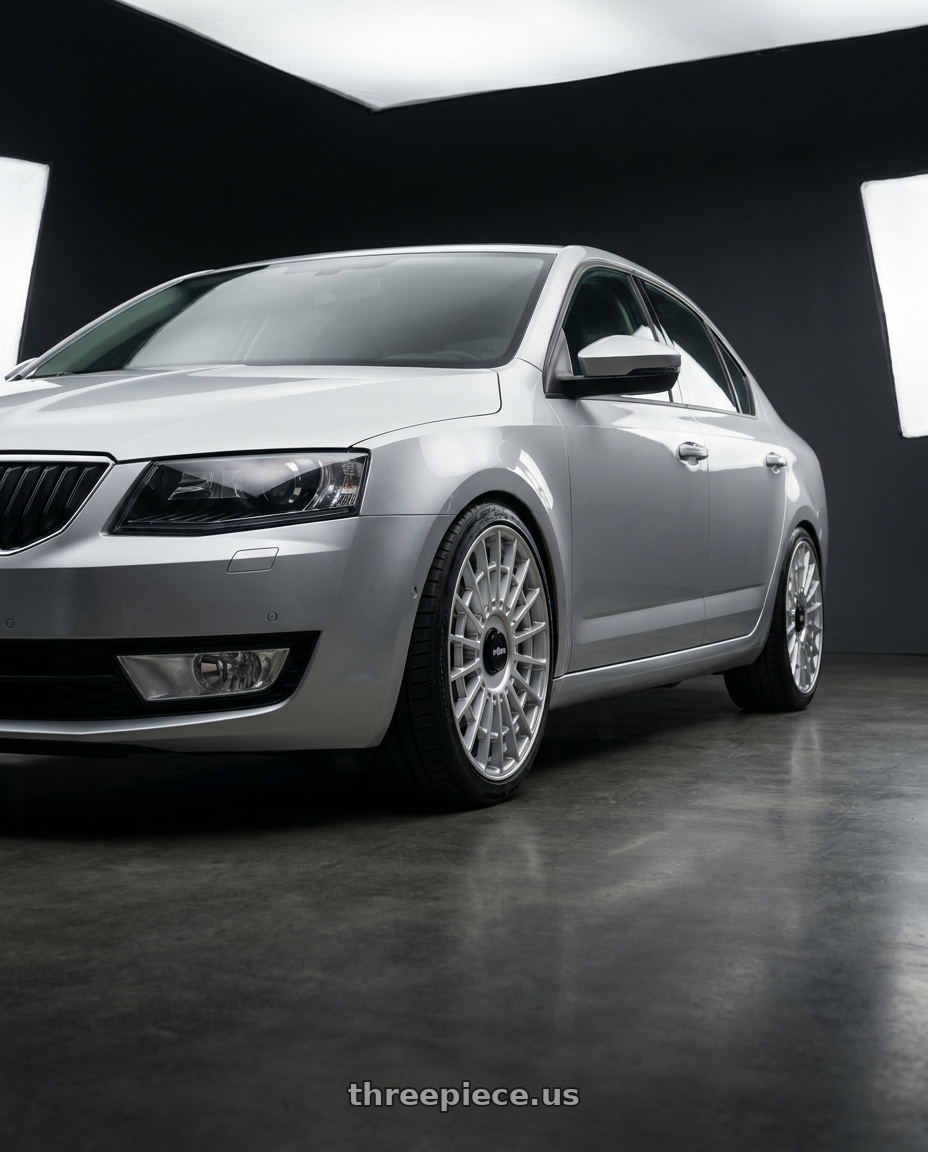 2015 Skoda Octavia with Rotiform 1PC R134 FLG 5X120 18X8.5 +35 GLOSS SILVER wheels