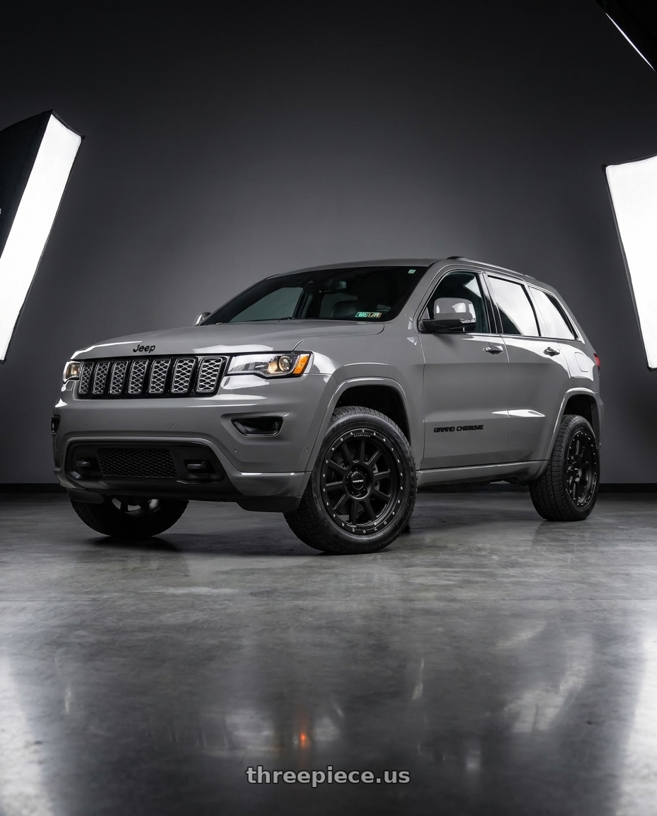2021 Jeep Grand Cherokee Overland with Vision Off-Road 350 Ojos 5x127 18x9+12 Satin Black wheels