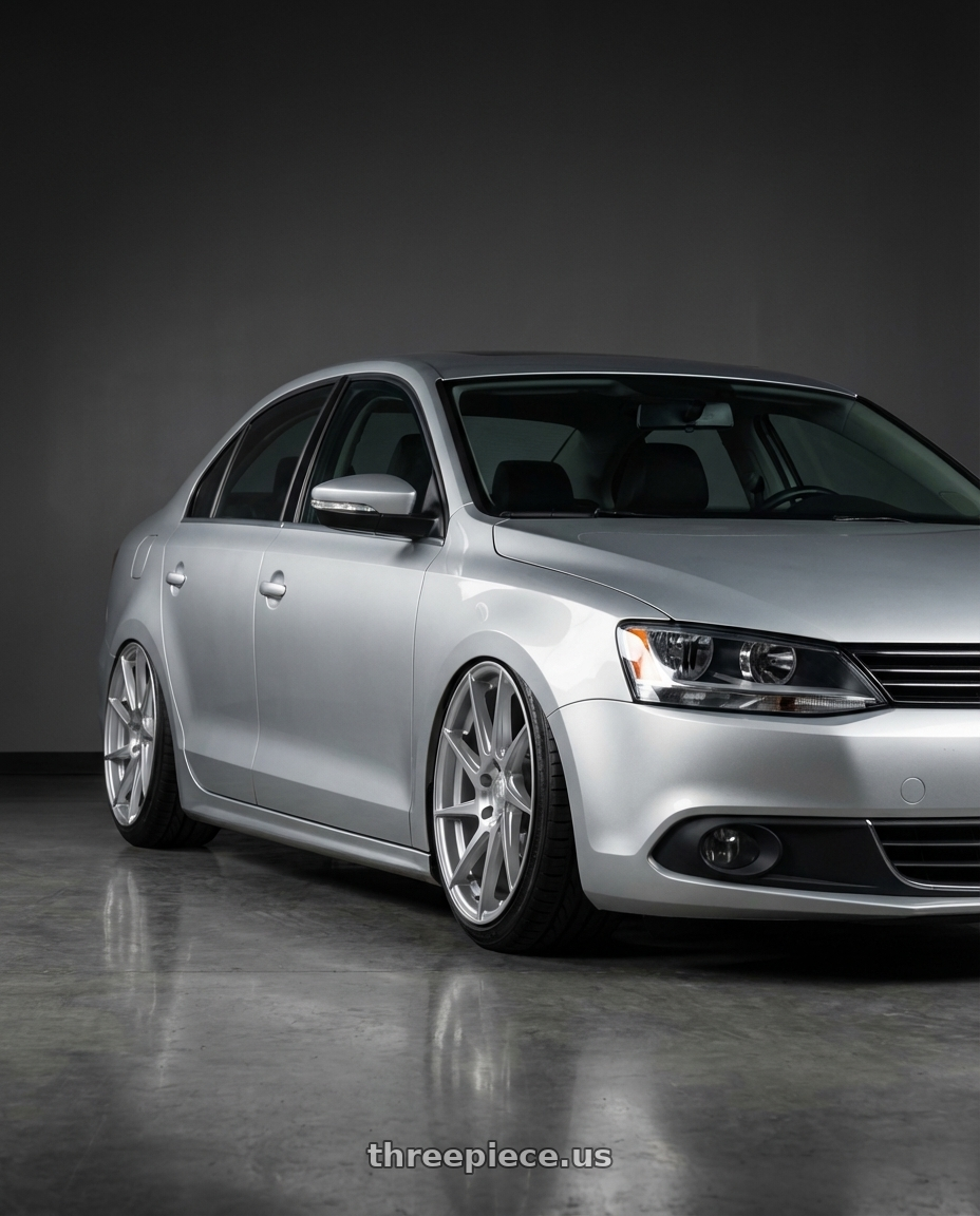 2016 Volkswagen Jetta GLI MK6 with Aodhan AH09 5x112 18x9.5 +35 Gloss Silver Machined Face wheels