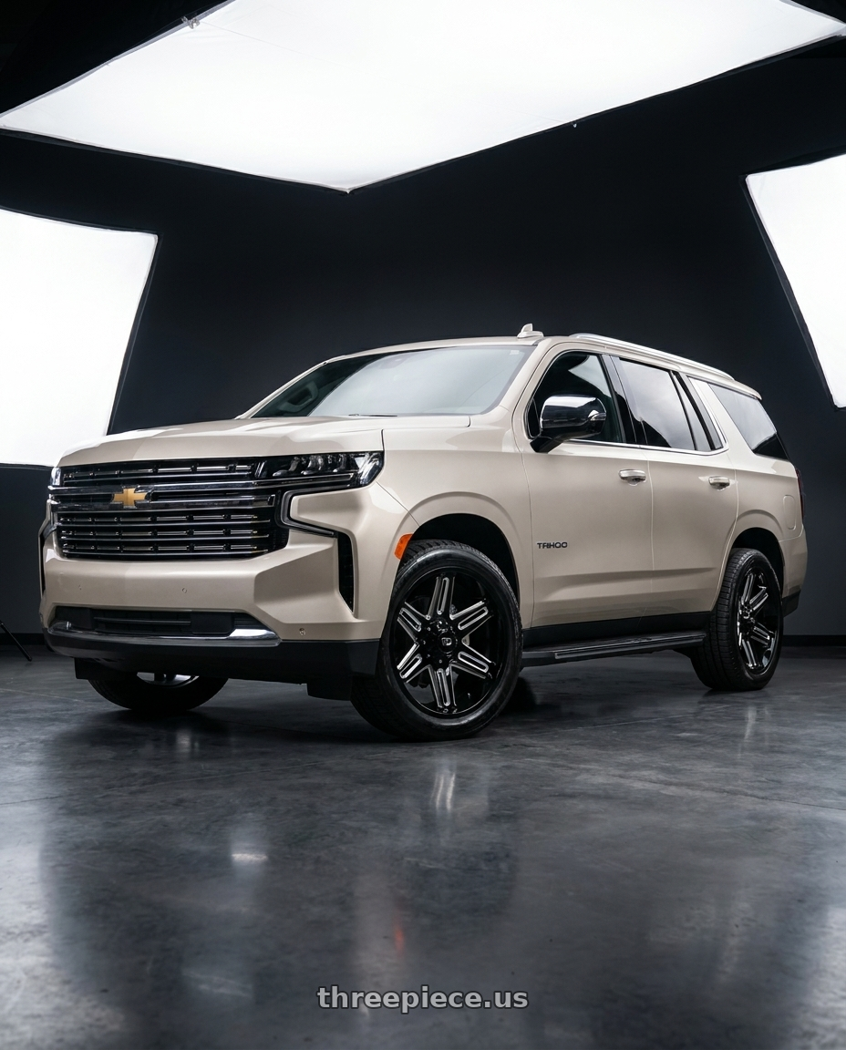 2021 Chevy Tahoe with Vision Off-Road 363 Razor 6x139.7 22x10-19 Gloss Black Milled Spoke wheels