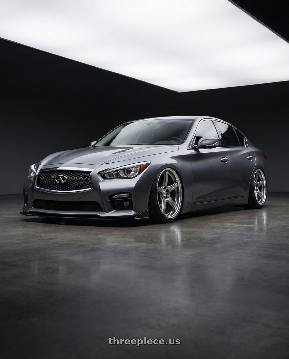 2015 INFINITI Q50 with Work T5R 2P 5x114.3 19x10.5 +18 GT SILVER wheels