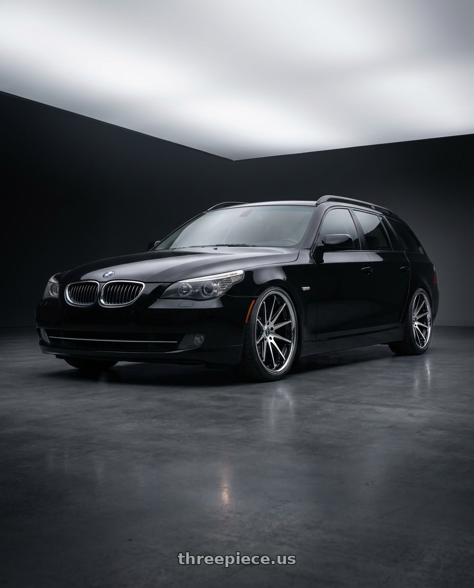 2010 bmw 535i xdrive black with Rohana RFC10 5x112 20x9+25 Machine Black/Chrome Lip wheels