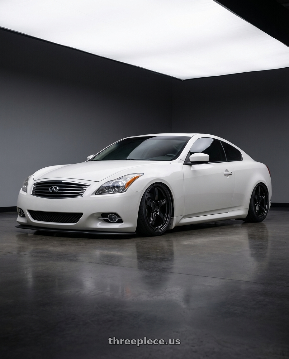 2014 Infiniti G37 Coupe with Gram Lights 57CR 5x114.3 19x8.5+45 Glossy Black wheels