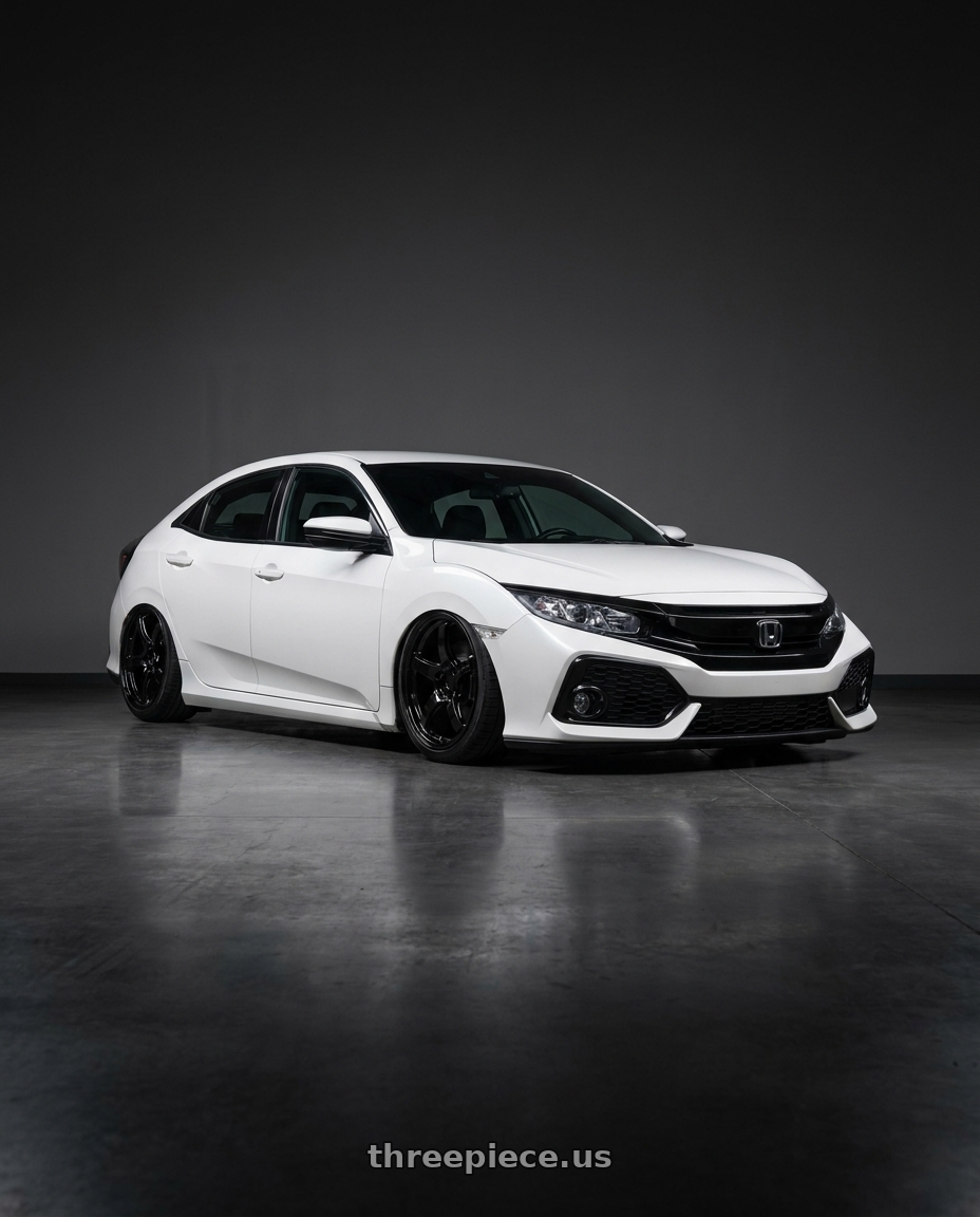 2019 Honda Civic with Gram Lights 57CR 5x114.3 19x9.5+35 Glossy Black wheels