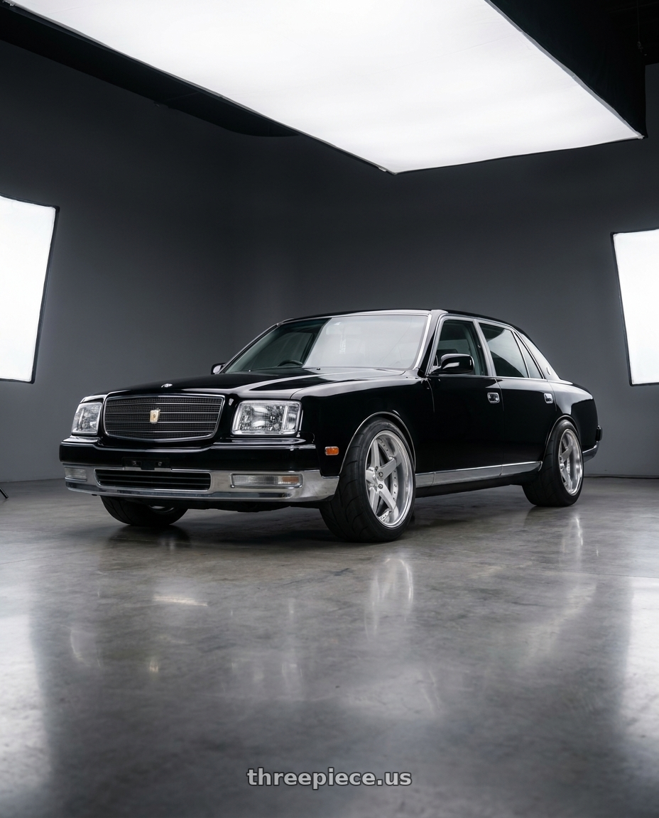 1997 Toyota Century with Work Gnosis Gr203 5x114.3 19x9.5+30 A Disk Brush Silver Clear wheels