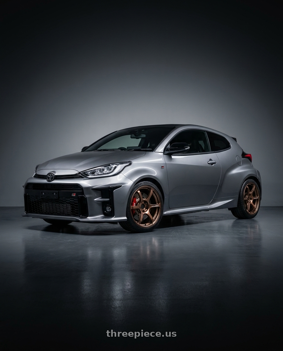 2025 toyota GR yaris Grey with Advan Racing RG-4 5x114.3 18x8.5 +37 RACING COPPER BRONZE wheels