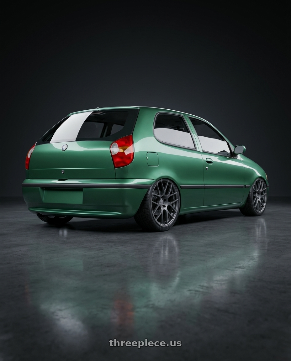 1997 fiat palio el verde with TSW NURBURGRING 5X114.3 17X7.5 +45 MATTE GUNMETAL wheels rear three quarter view square tires