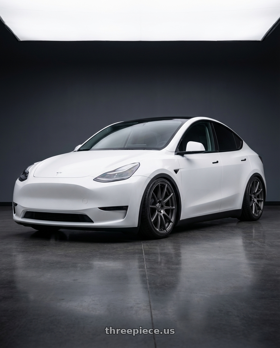 2024 Tesla Model Y with Forgestar CF10 5x114.3 20x9 +35 Gloss Anthracite wheels