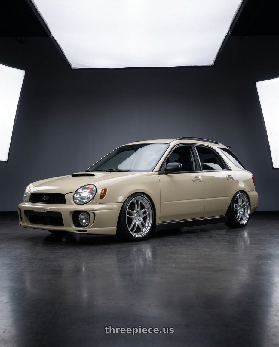 2002 Subaru Wrx Wagon with Enkei PF01 5x100 17x8+35 Silver wheels