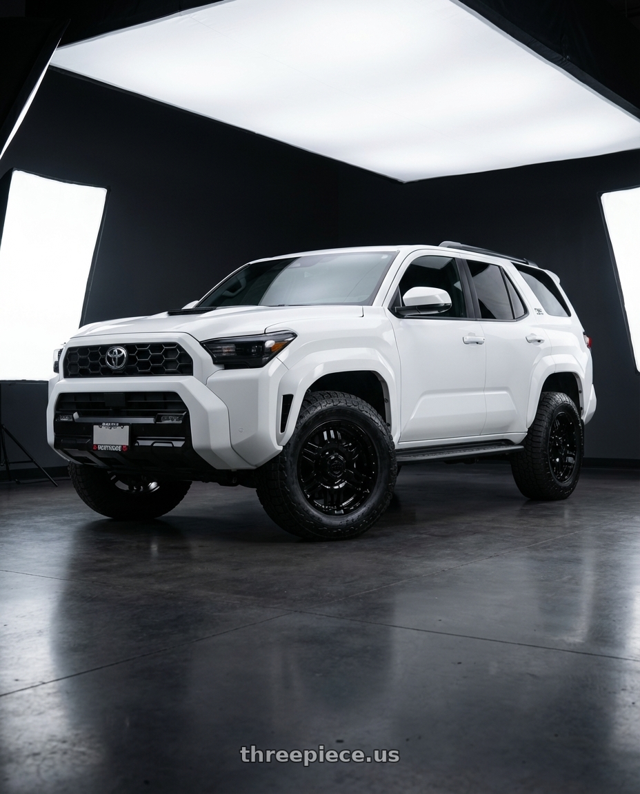 2022 Toyota 4Runner with Gear Off Road 713B 6x139.7 17x9 +10 Gloss Black wheels front three quarter view stock stance