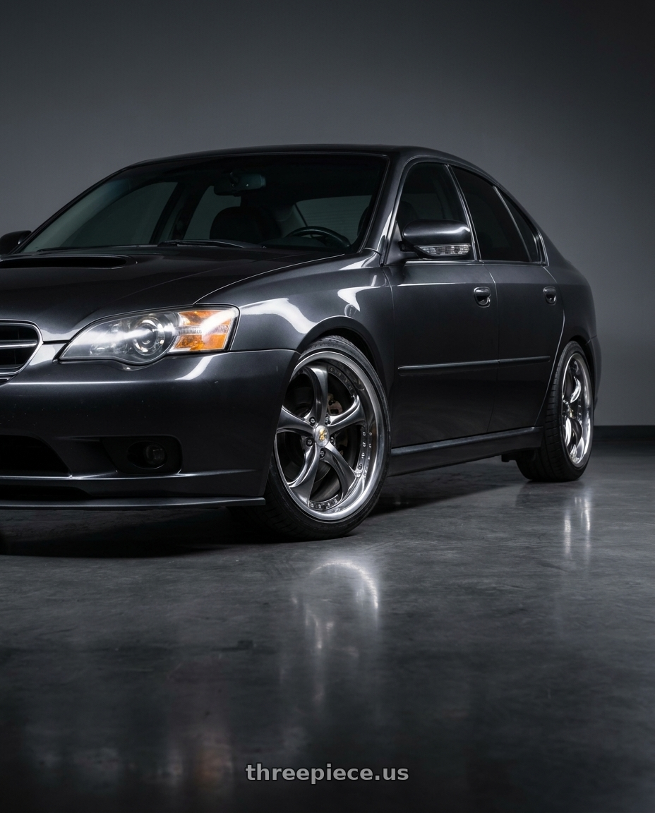 2007 Subaru Legacy Gt spec b  with Work Wheels VS-KF 5x100 18x8.5+27 Brilliant Silver Black O Disk FULL REVERSE wheels