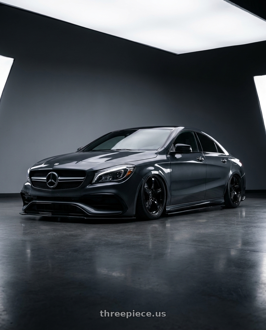 2018 Mercedes-Benz CLA C117 with Gram Lights 57CR 5x112 19x8.5+45 Glossy Black wheels