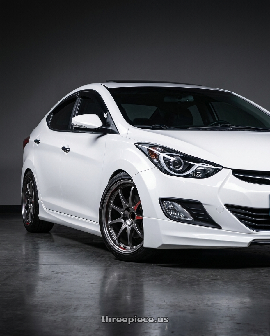 2014 hyundai elantra white with Volk Racing CE28SL 5x114.3 18x8.5+35 wheels