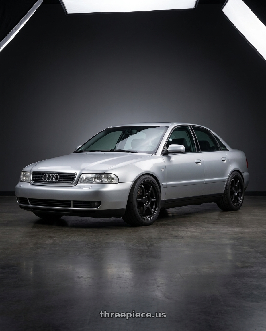 2001 Audi A4 Silver with Motegi MR145 TRAKLITE 3.0 5X112 17X8.5 +42 SATIN BLACK wheels