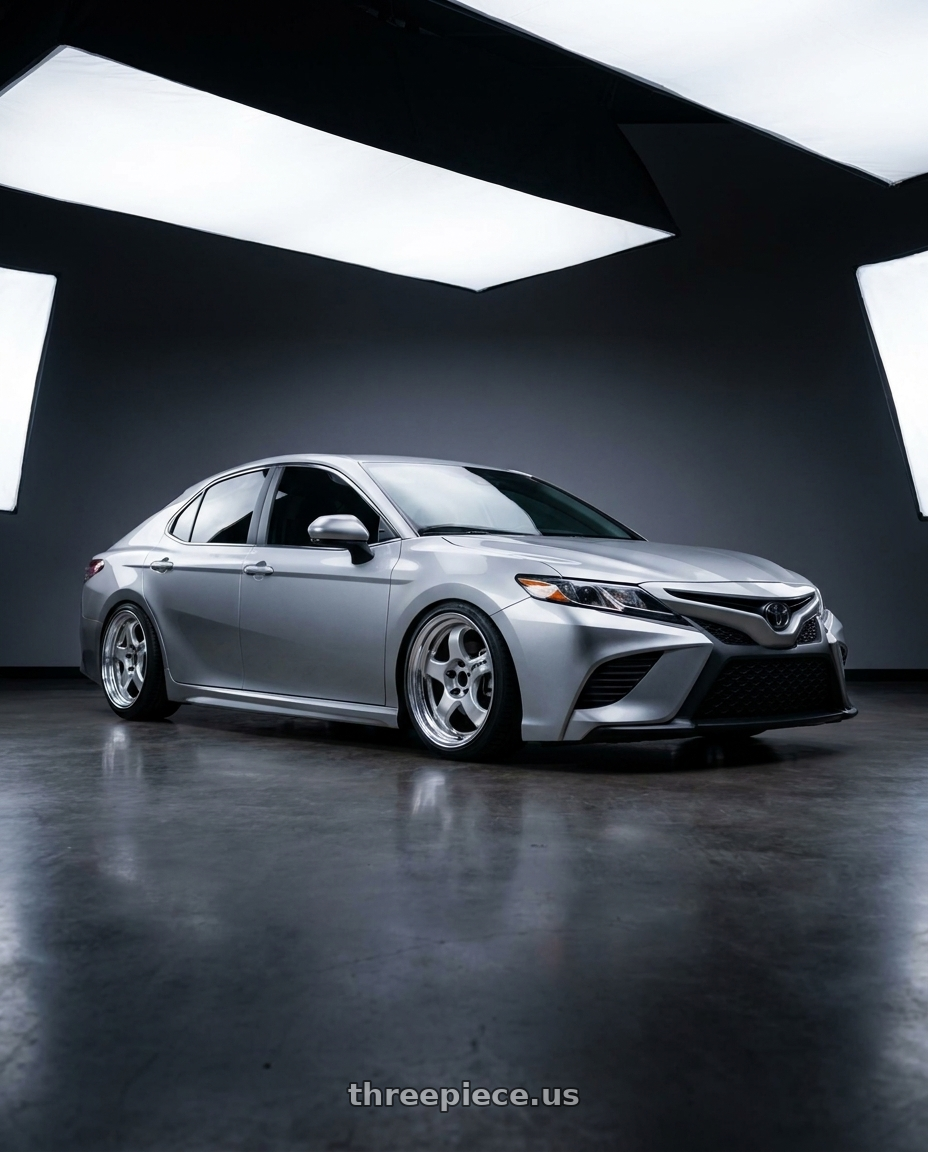 2019 toyota camry LE with Work Meister S1 2P 5x114.3 15x9.5+38 O Disk Silver wheels