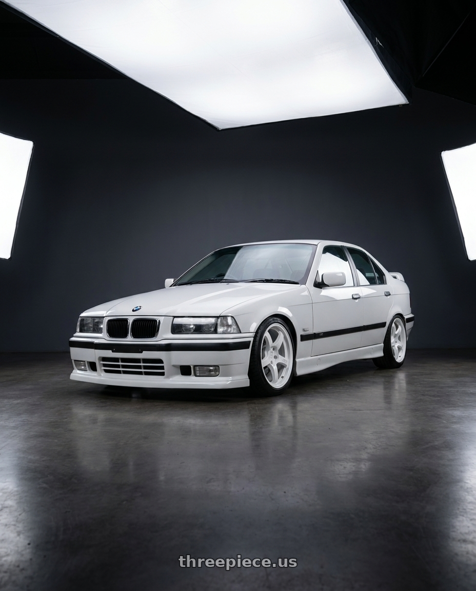 1996 BMW E36 with Gram Lights 57CR 5x114.3 19x9.5+45 Ceramic Pearl wheels
