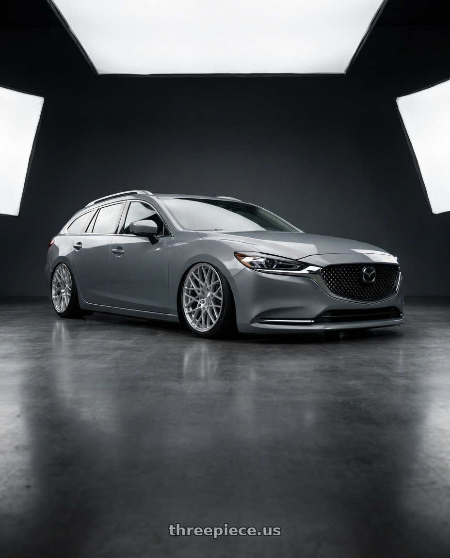 2019 Mazda 6 wagon with Rotiform 1PC R110 BLQ 5X112 18X8.5 +45 GLOSS SILVER MACHINED wheels