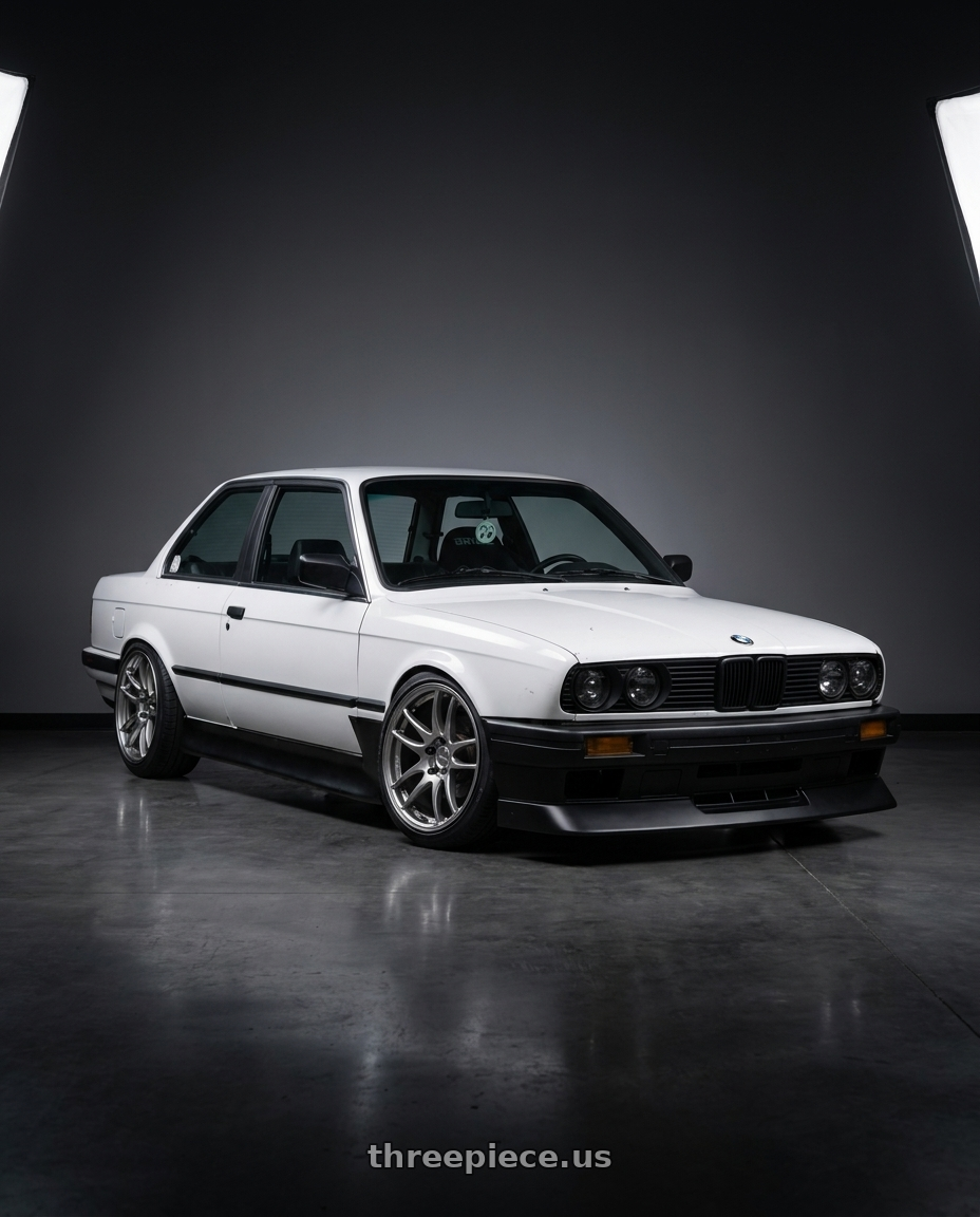 1989 BMW 325i with Work Emotion Cr Kiwami 5x120 17x9 +17 Gt Silver wheels