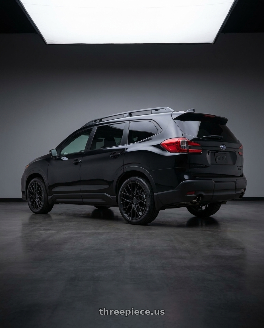 2025 Subaru Ascent Onyx Touring Crystal Black Silica with TSW SEBRING 5X114.3 20X8.5 +40 MATTE BLACK wheels rear three quarter view square tires