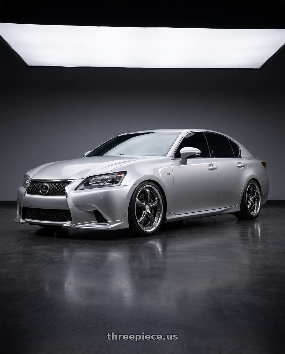 2015 Lexus gs350 with Work Wheels VS-KF 5x114.3 20x8.5+34 Brilliant Silver Black A Disk FULL REVERSE wheels