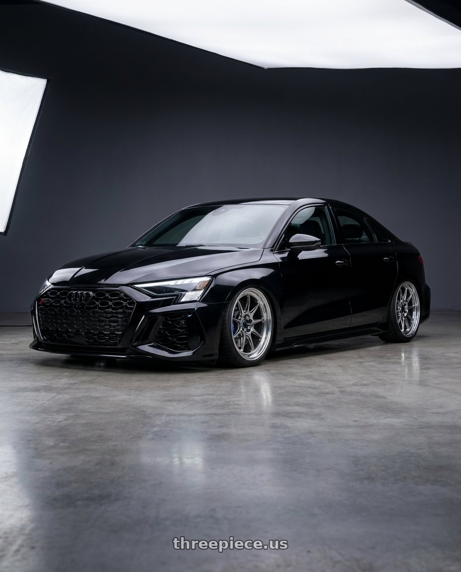 2022 Audi RS3 8Y with Konig Countergram 5x112 19x11+40 Hyper Chrome / Machined Lip wheels