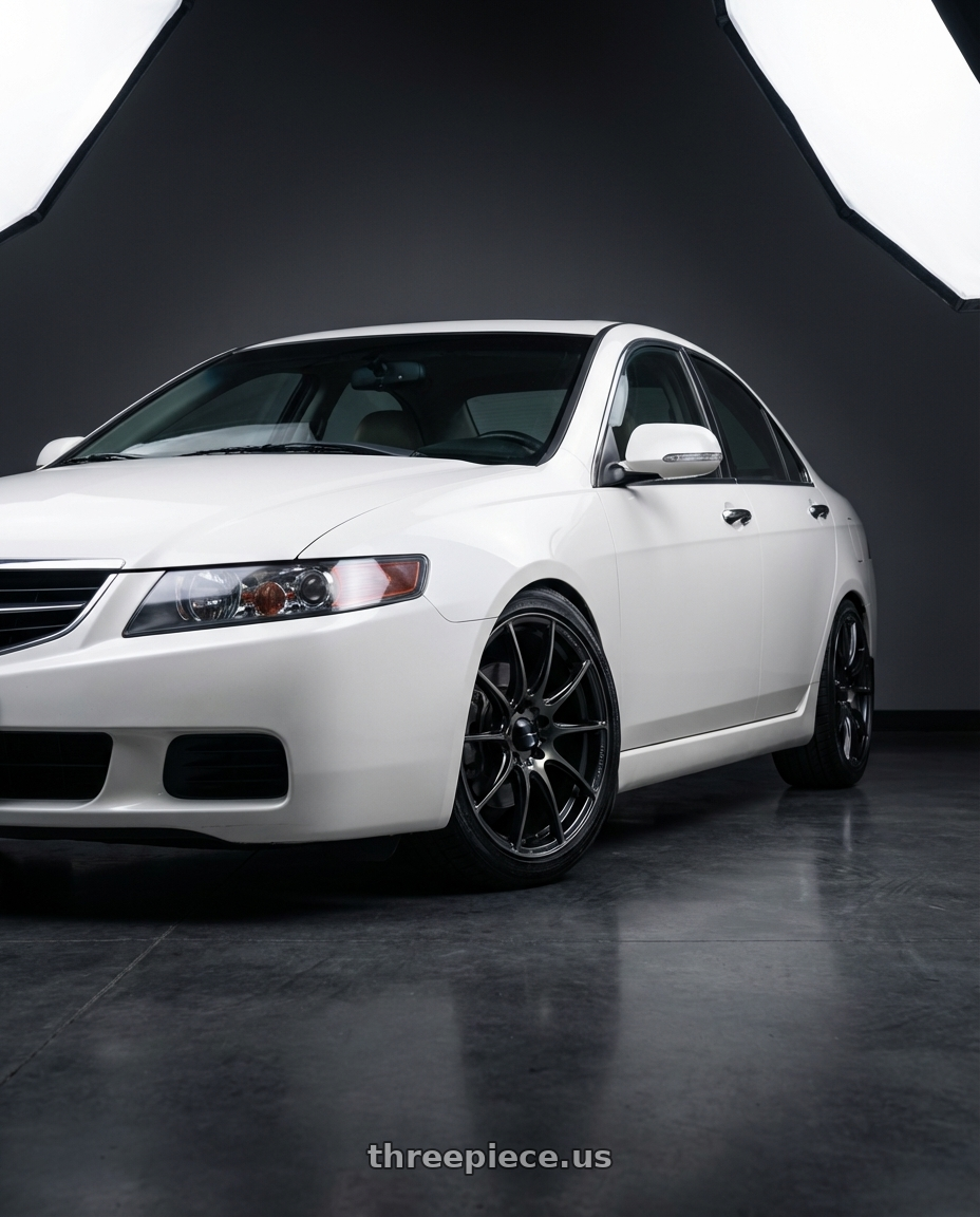 2005 Acura tsx with WedsSport SA-25R 5x114.3 17x7.5+45 Weds Black Clear wheels