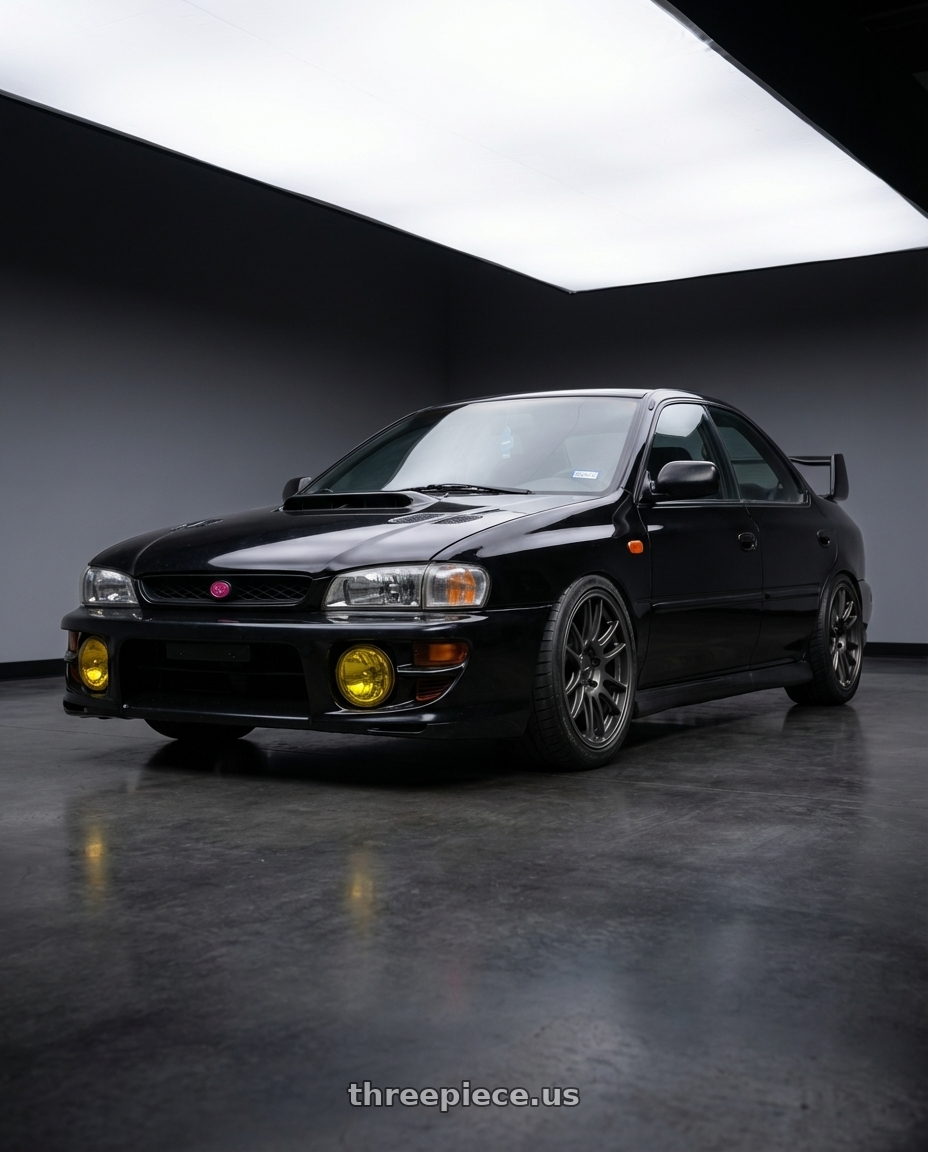 1998 Subaru Impreza GC8 with Enkei GTC01RR 5x112 18x8.5+45 Matte Gunmetallic wheels