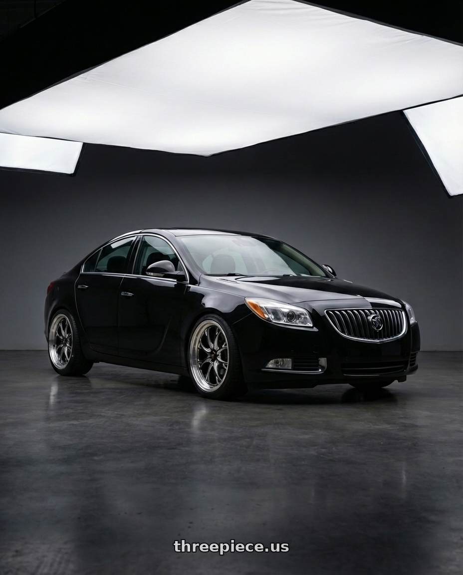 2013 Buick Regal Premium Turbo, black onyx with WELD Performance Belmont 5x120 20x9 +38 Gloss Black/Milled Diamond Cut Lip wheels