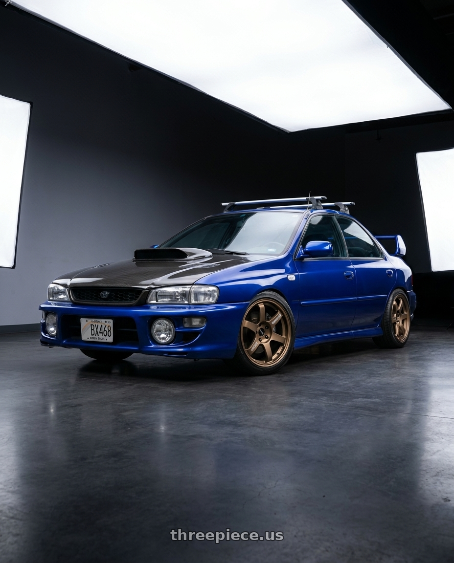 2001 Subaru Impreza 2 5RS with Volk Racing TE37 Saga S-Plus 5x100 18x8.0 +45 Bronze wheels