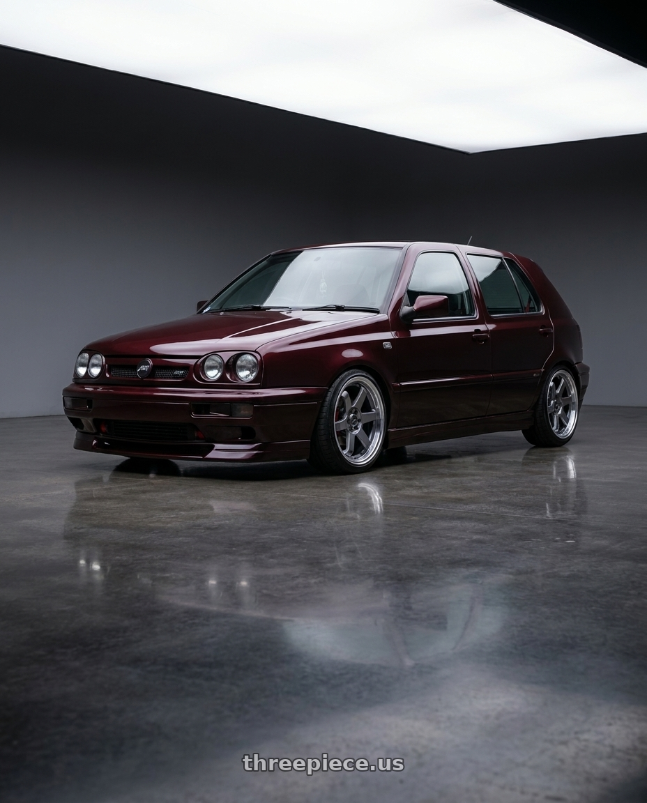 1995 vw golf mk3 hatchback ABT , Dark Burgundy Pearl with F1R F106 5x114.3 17x8 +35 Gunmetal/Polish Lip wheels
