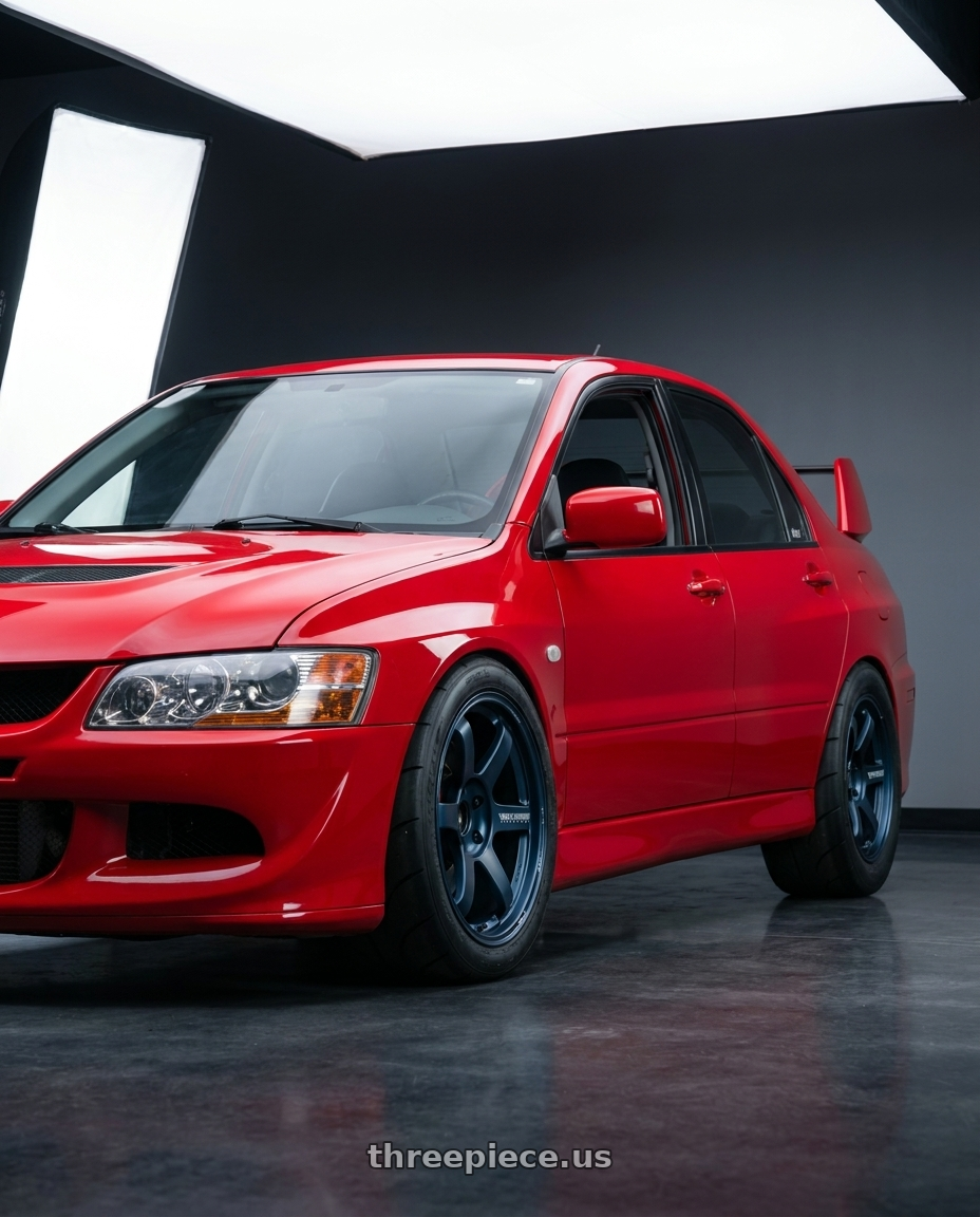 2003 Mitsubishi lancer evolution with Volk Racing TE37 SAGA S-PLUS 5x114.3 15x8+35 Mag Blue wheels