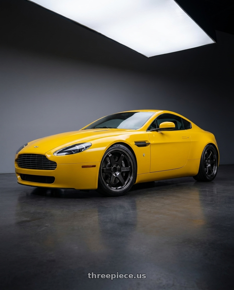2006 ASTON MARTIN V8 VANTAGE YELLOW with Volk Racing TE37SL 5x114.3 19x10.5+12 Pressed Double Black wheels