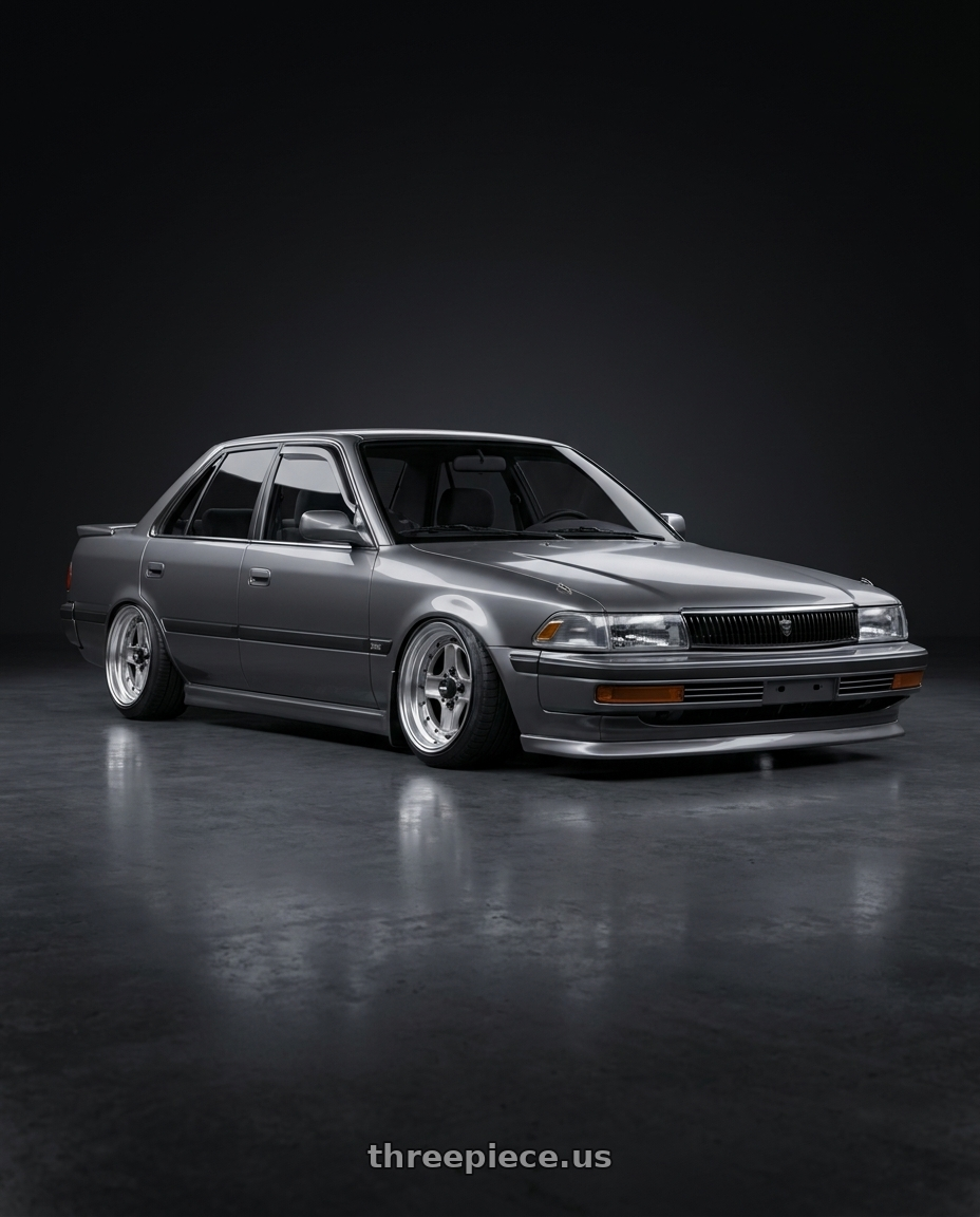 1993 toyota corona 灰色 with Work Equip 40 4x114.3 15x9.5 -35 a disk Brut Silver wheels