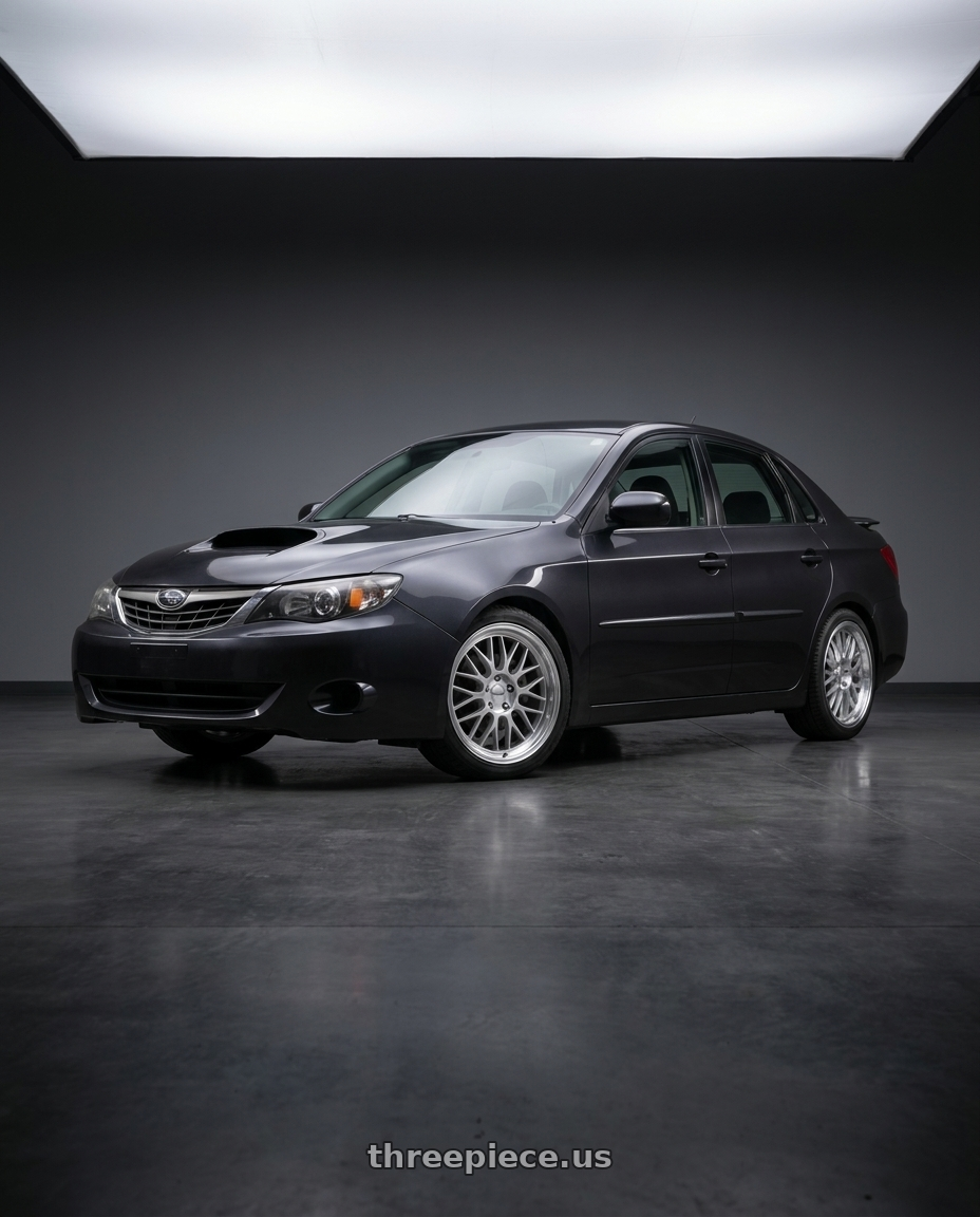 2009 Subaru Impreza 2 5 with KATANA RACING KR06 5x100 18x8 +40 Glossy Silver Machine Lip wheels