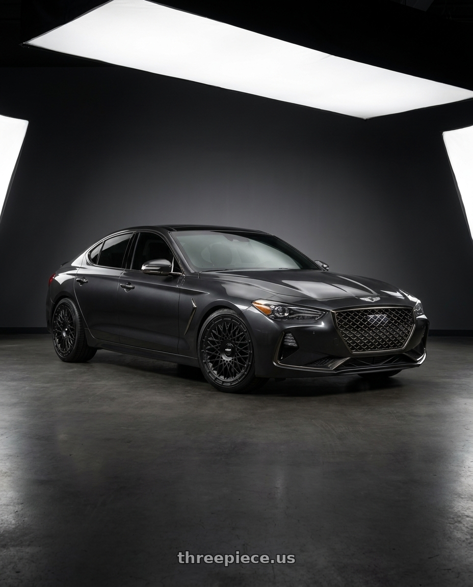 2019 Genesis G70 with Rotiform 1PC R174 LHR-M BLANK 19X8.5 +35 MATTE BLACK wheels