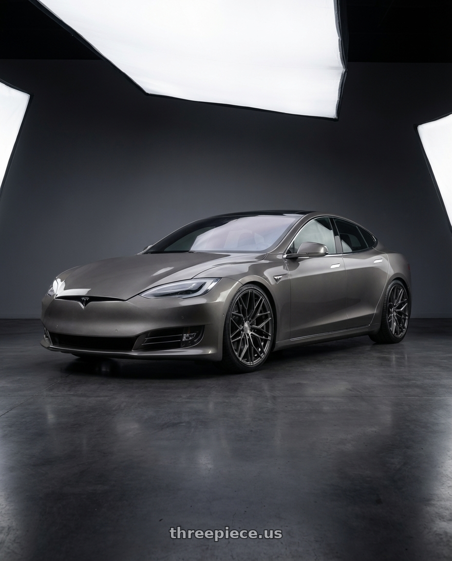 2018 Tesla Model S with Avant Garde Wheels M520R 5X120 21x12 +52 Dark Graphite Metallic wheels