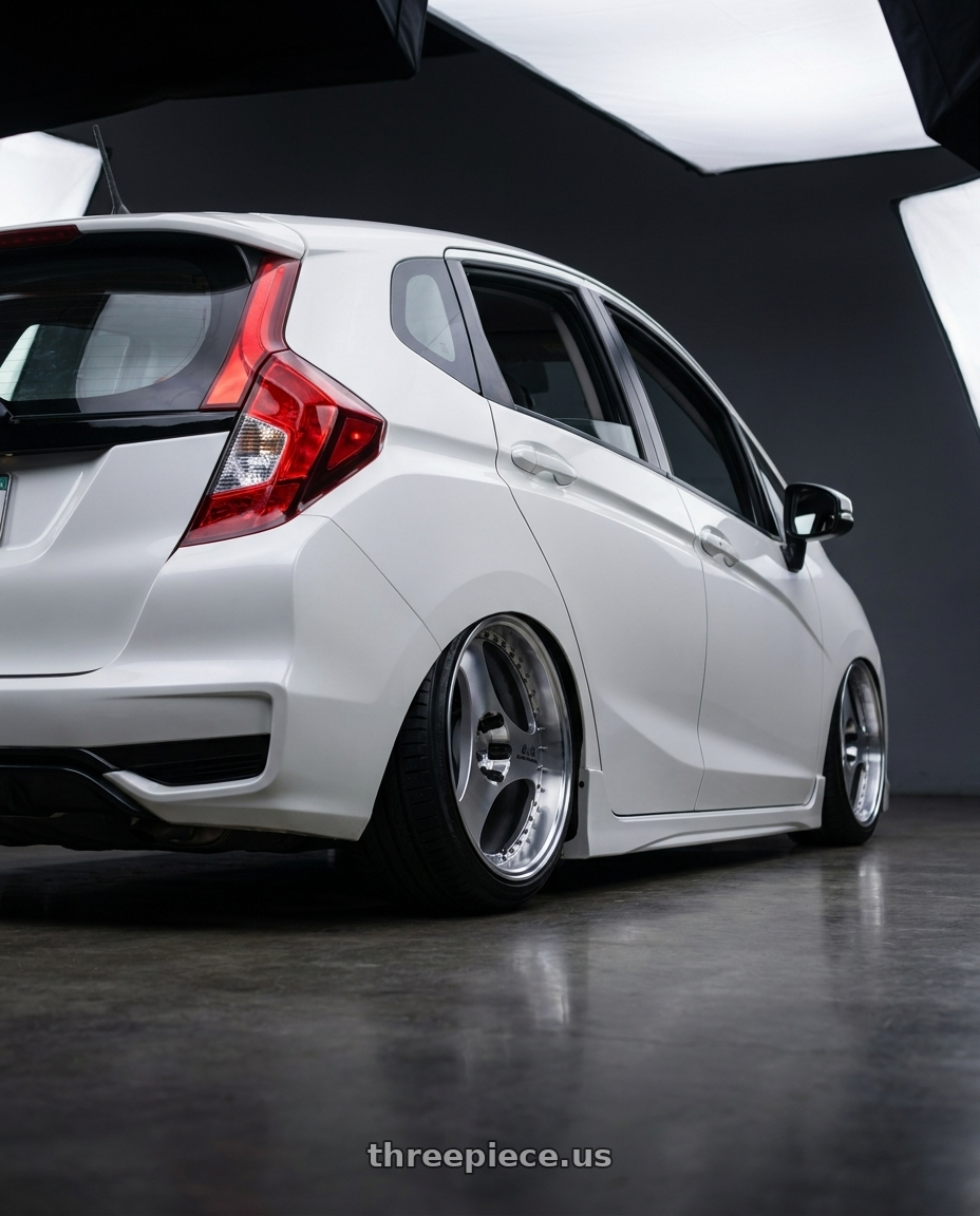 2020 HONDA FIT with Advan Racing ONI2 PROGRESSIVE 5x114.3 20x11.0 +15 MACHINING & DIAMOND CUT wheels rear three quarter view square tires
