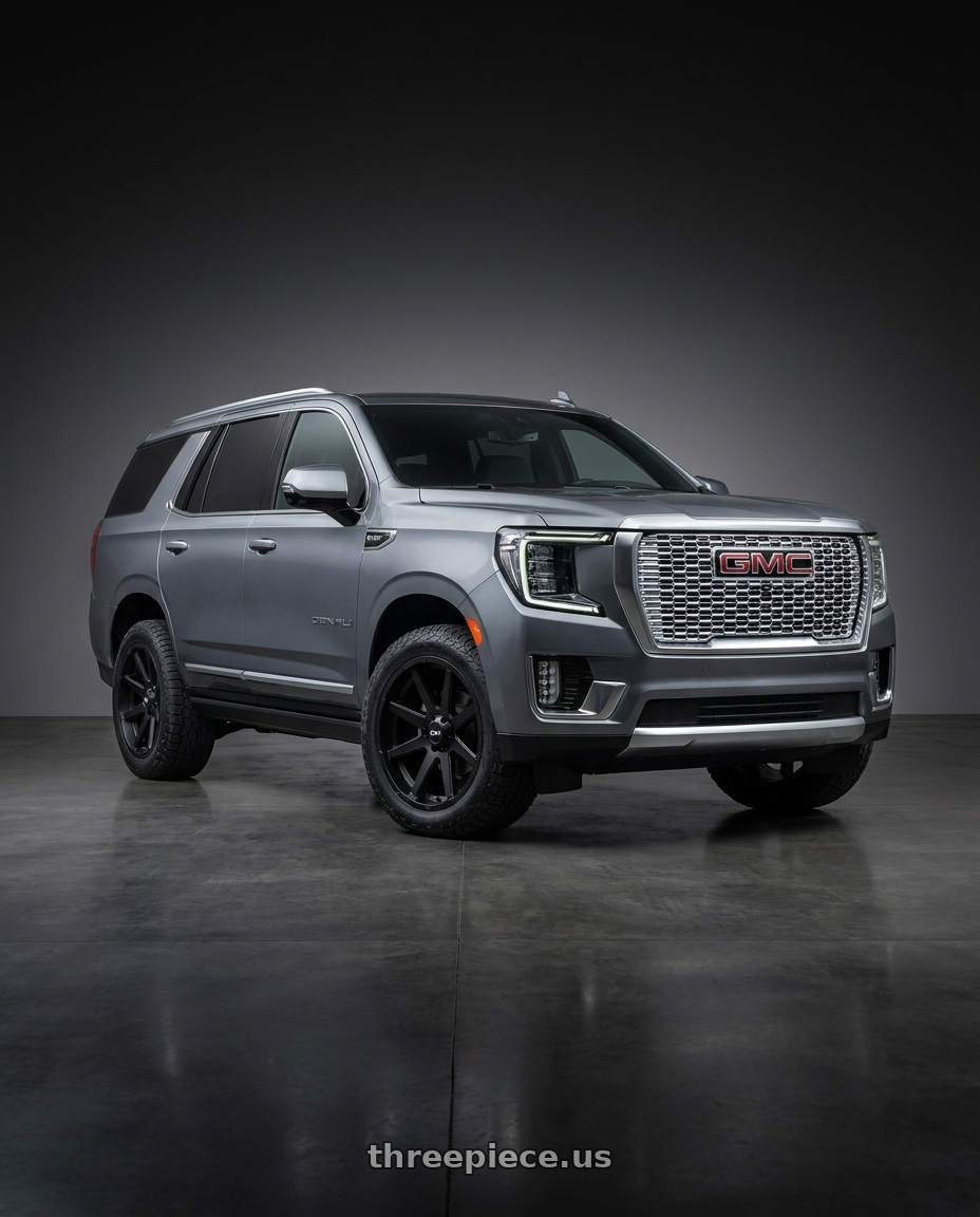 2021 GMC Yukon Denali with Ion Type 143 6x139.7 20x9+18 Matte Black wheels