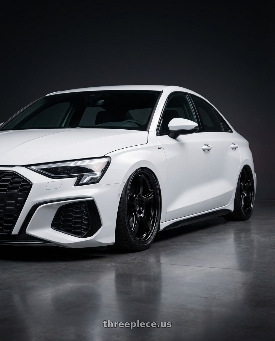 2024 Audi S3 8Y with Gram Lights 57CR 5x112 19x9.5+25 Glossy Black wheels