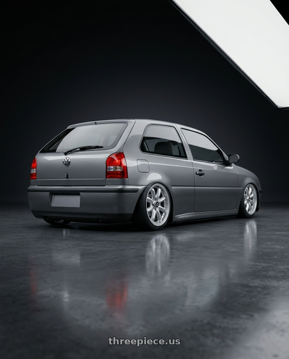 2005 Volkswagen pointer with Enkei Compe 4x130 15x5.5+17 Silver wheels rear three quarter view slight stretch tires