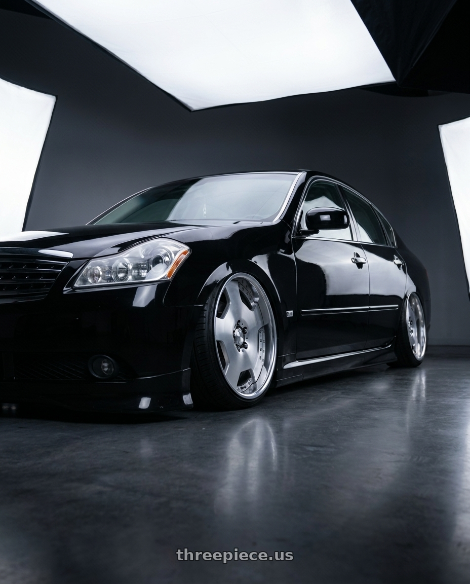 2007 Infiniti m35x with Work Lanvec Ld1 5x114.3 20x8.5+38 A Disk Machine Silver Polish wheels