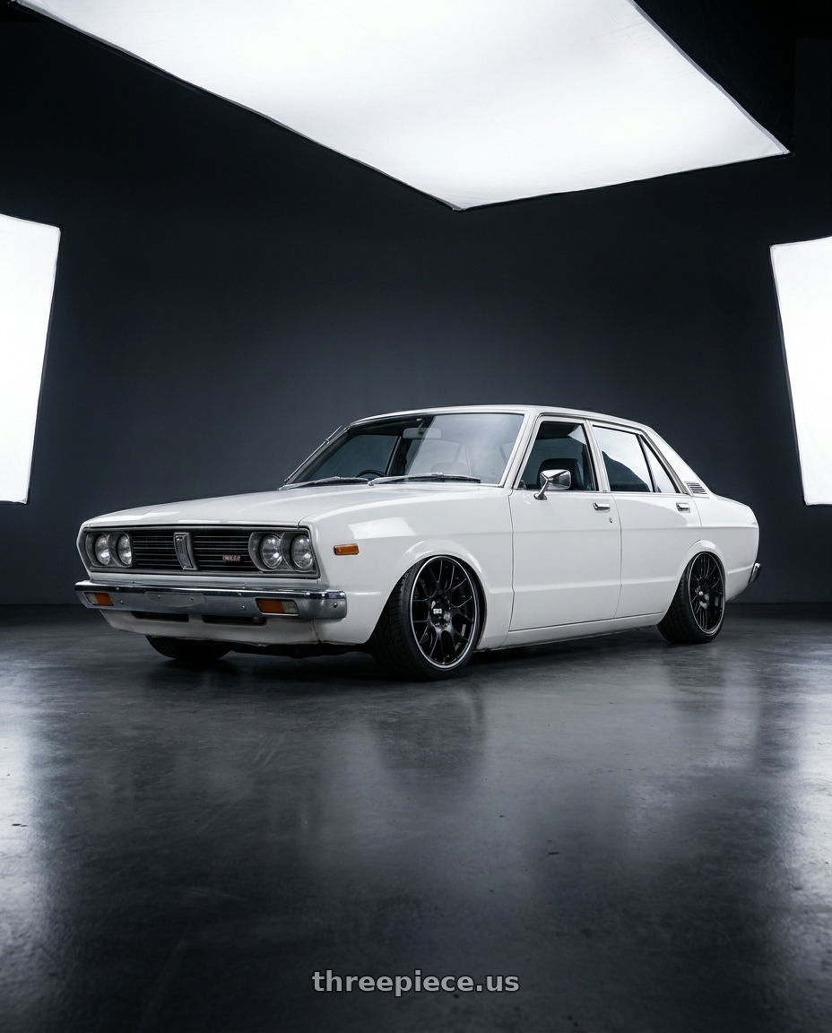 1977 Datsun Stanza with BBS CH-R 5x130 19x12 +45 Satin Black Polished Rim Protector wheels