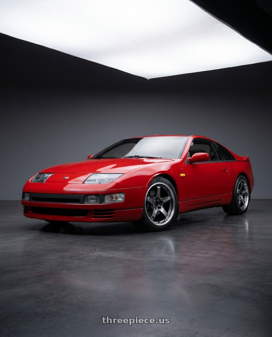1990 Nissan 300ZX TT Red with Advan Racing GT BEYOND 5x114.3 18x8.5 +37 MACHINING & HYPER PLATINUM BLACK wheels