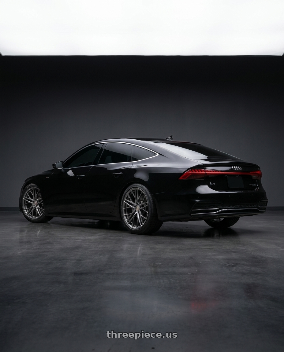 2020 Audi a with Avant Garde Wheels F53R BLANK 20x11 +BLANK Dark Graphite Metallic wheels rear three quarter view square tires