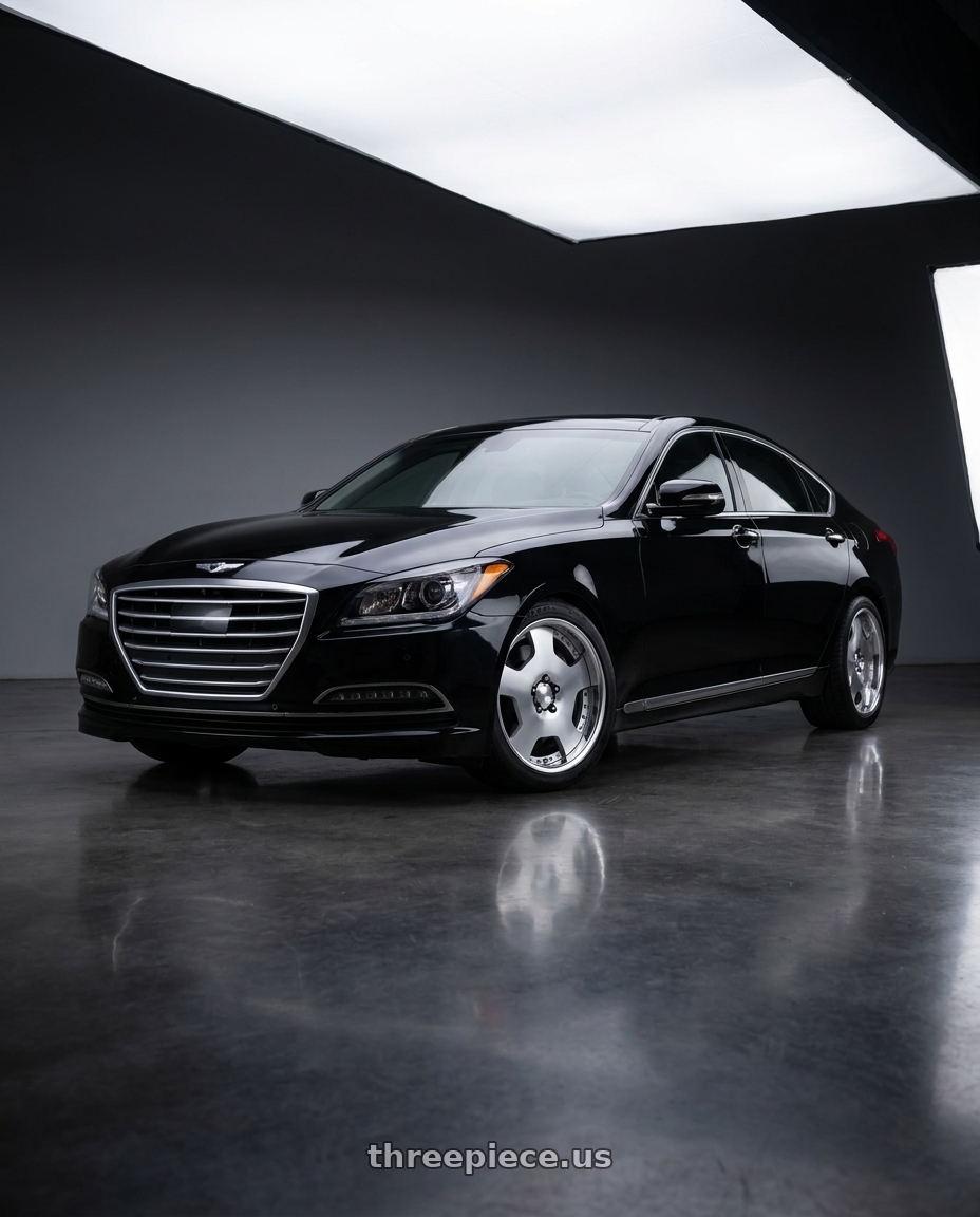 2016 Hyundai Genesis 3 8 with Work Lanvec Ld1 5x114.3 19x8.5+38 A Disk Machine Silver Polish wheels