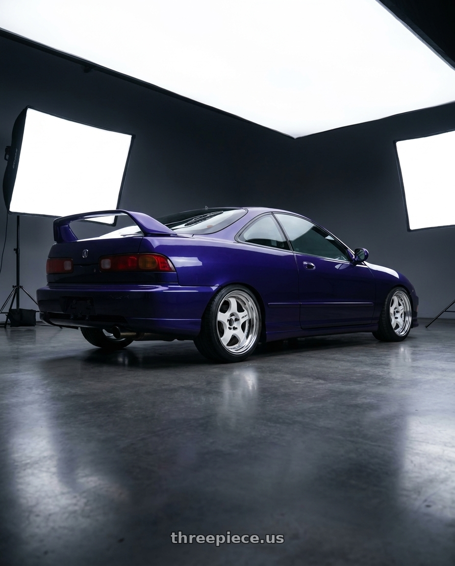 1998 acura integra with Work Meister S1 2P 4x100 15x7+38 A Disk White wheels rear three quarter view square tires