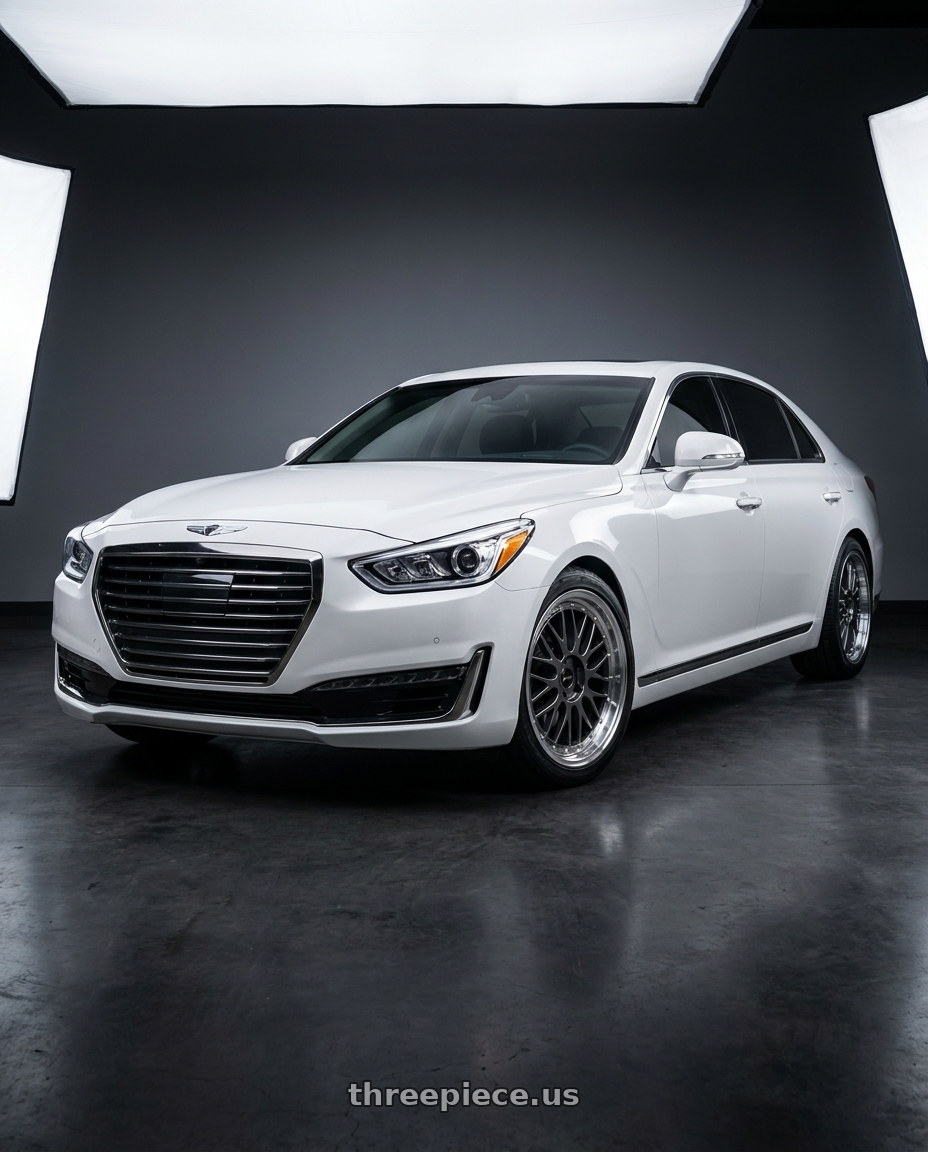 2018 genesis g90 ultimate with Vors VR8 5x114.3 20x8.5  +35 Hyper Black Machine Lip Chrome Rivet wheels